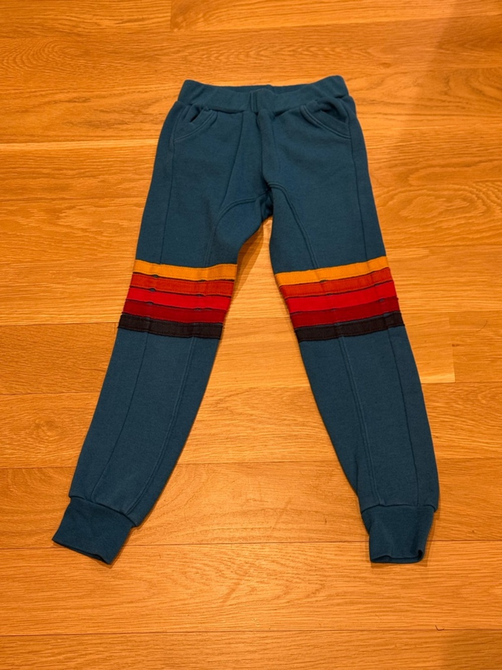 Kids Aviator Nation Teal Jogger Pants with Striped Knee Detail